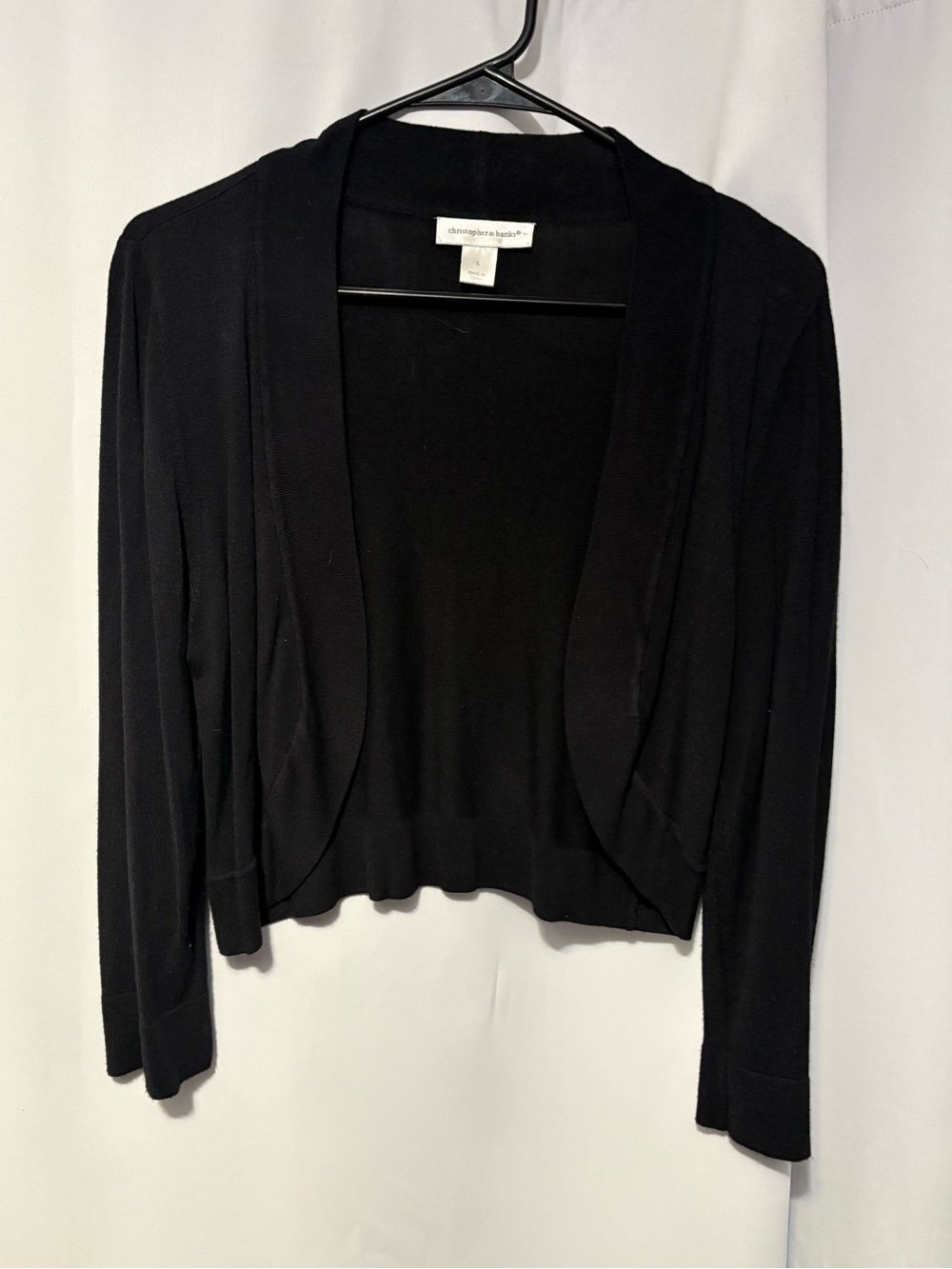 Christopher & Banks Black Open-Front Cropped Cardigan